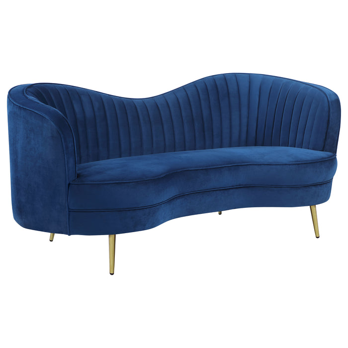 Sophia 2-piece Upholstered Channel Tufted Sofa Set Blue