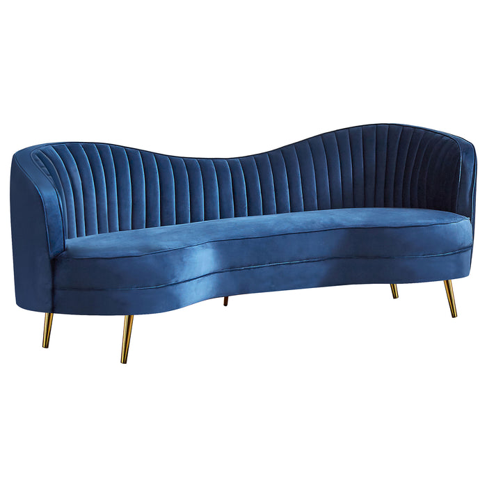 Sophia 3-piece Upholstered Channel Tufted Sofa Set Blue