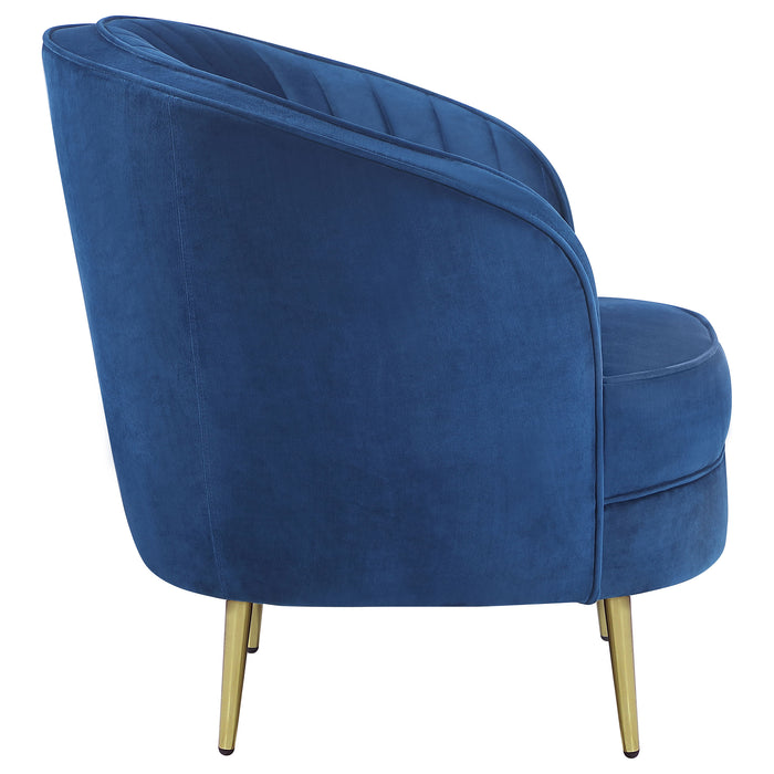 Sophia Upholstered Channel Tufted Barrel Accent Chair Blue