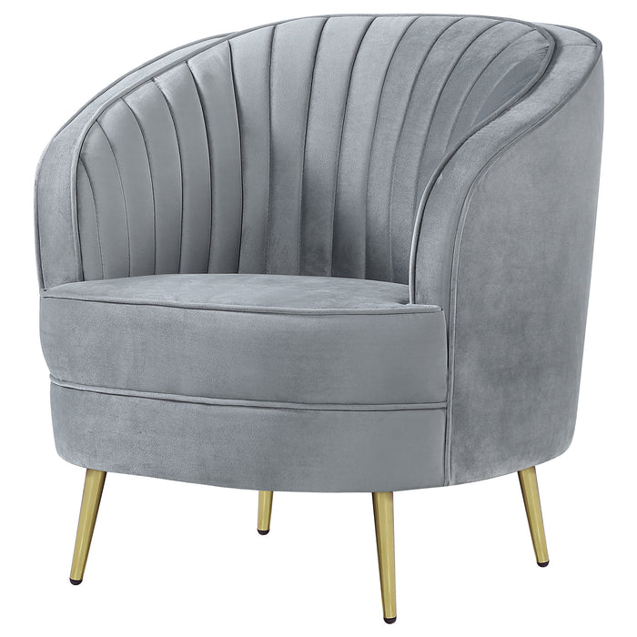 Sophia Upholstered Channel Tufted Barrel Accent Chair Grey