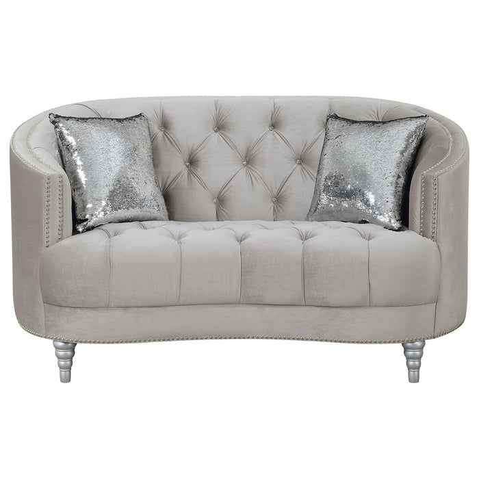 Avonlea 2-piece Upholstered Sloped Arm Sofa Set Grey Velvet