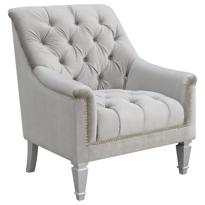 Avonlea 3-piece Upholstered Sloped Arm Sofa Set Grey Velvet