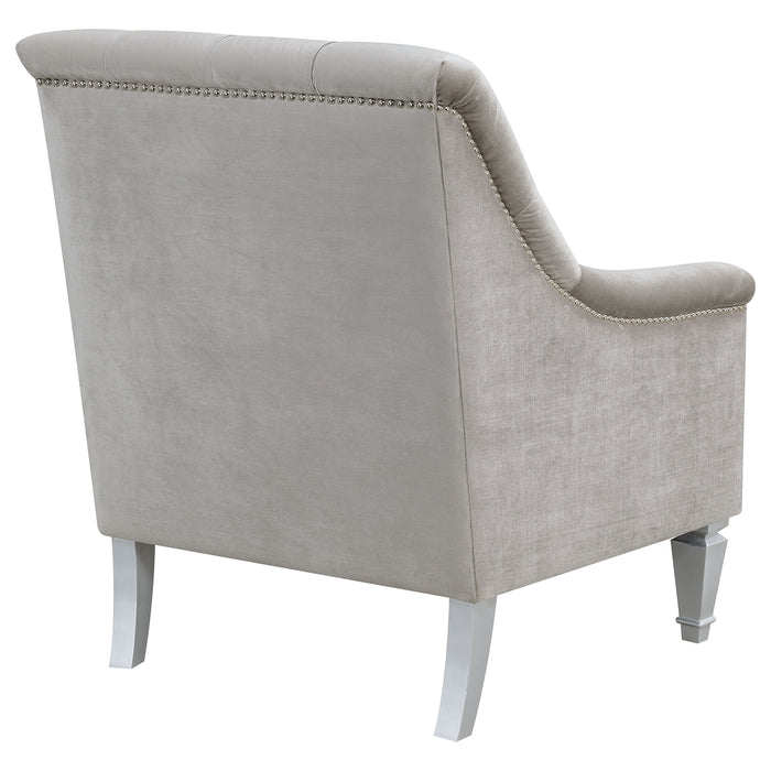 Avonlea Velvet Upholstered Sloped Arm Chair Grey Velvet