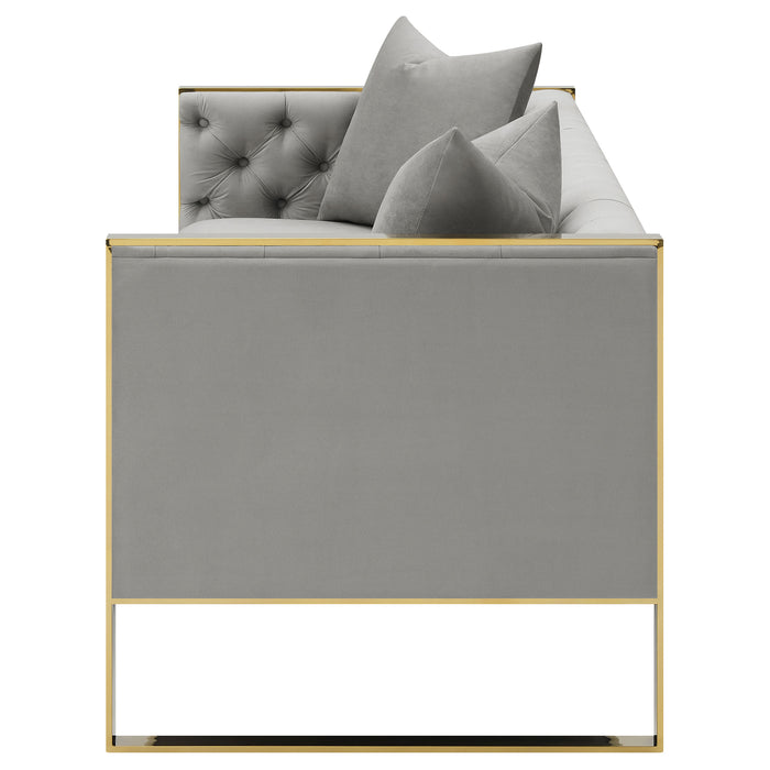 Eastbrook Velvet Upholstered Tufted Sofa Grey