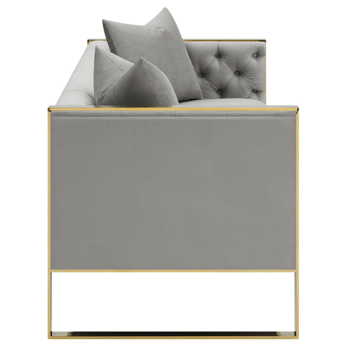 Eastbrook Velvet Upholstered Tufted Sofa Grey