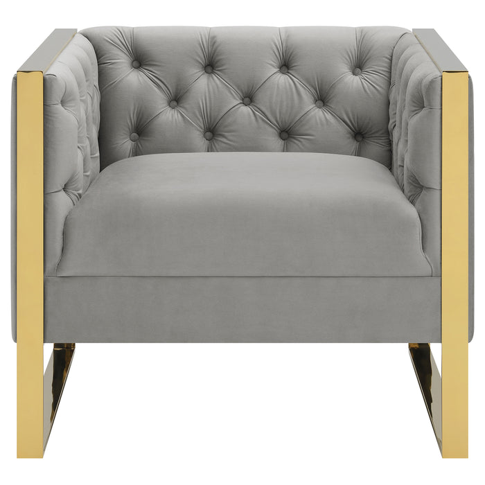 Eastbrook Velvet Upholstered Tufted Accent Chair Grey