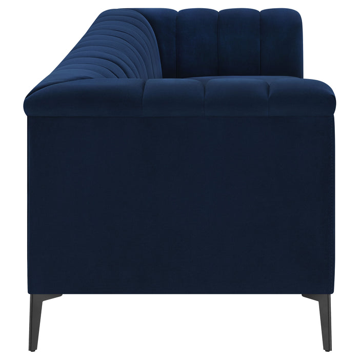 Chalet Upholstered Tuxedo Arm Tufted Sofa Blue