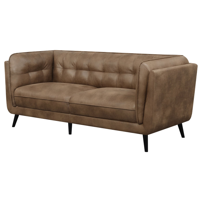 Thatcher Upholstered Tuxedo Arm Tufted Sofa Brown