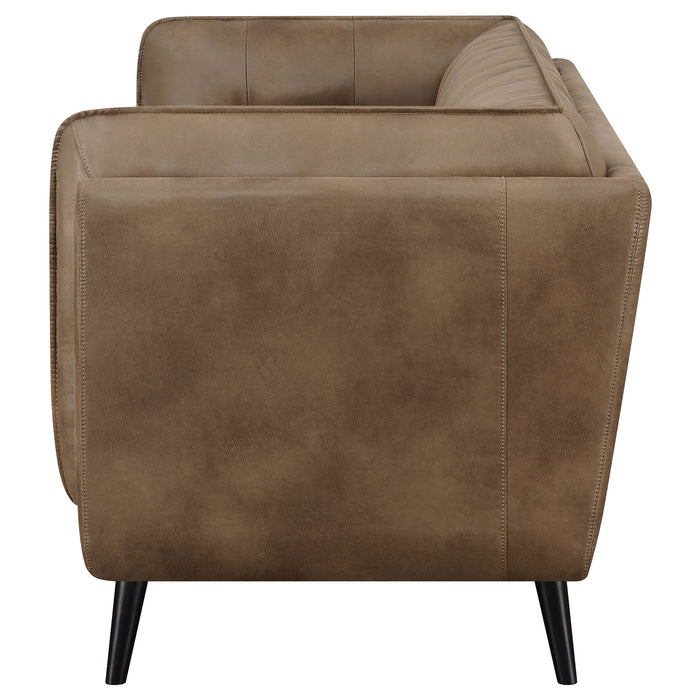 Thatcher Upholstered Tuxedo Arm Tufted Sofa Brown