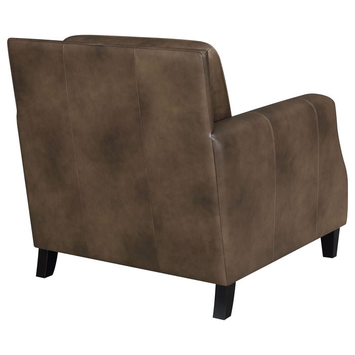 Leaton Upholstered Recessed Arm Accent Chair Brown Sugar