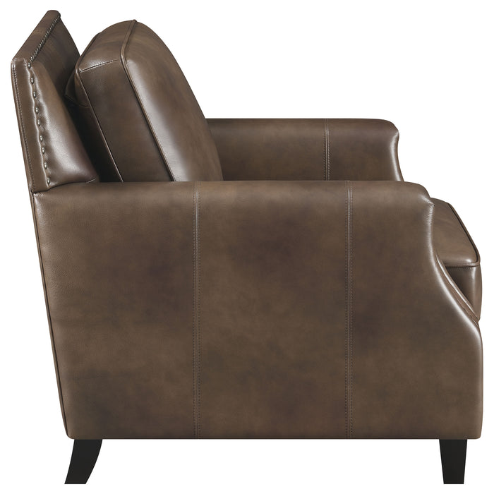 Leaton Upholstered Recessed Arm Accent Chair Brown Sugar