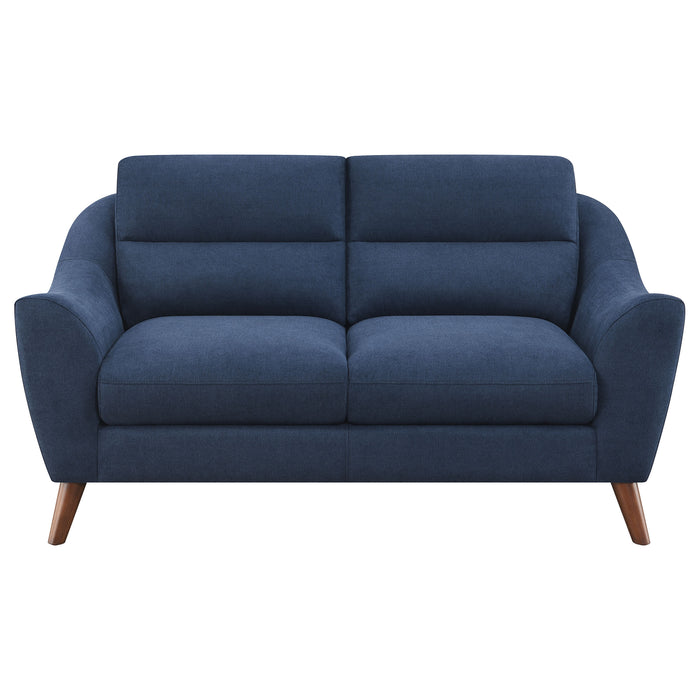 Gano 2-piece Upholstered Sloped Arm Sofa Set Navy Blue