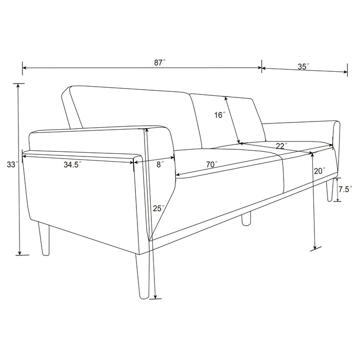 Rilynn 2-piece Upholstered Track Arm Sofa Set Brown