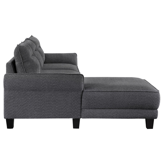 Caspian Upholstered Curved Arm Chaise Sectional Sofa Grey