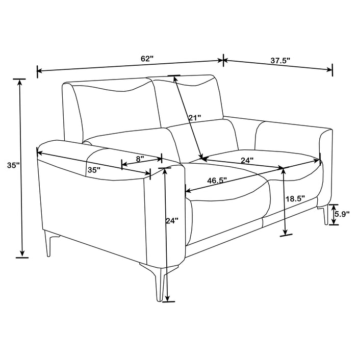 Glenmark 2-piece Upholstered Track Arm Sofa Set Taupe