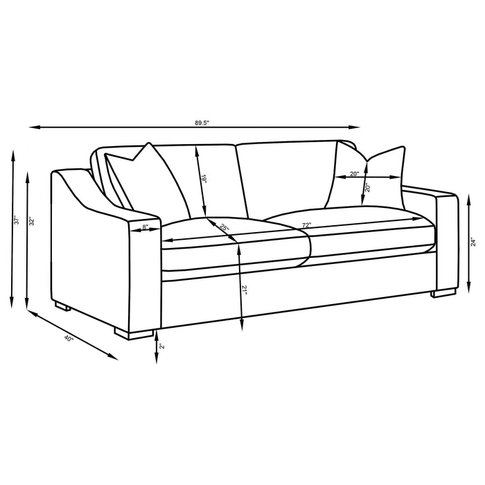 Ashlyn 2-piece Upholstered Sloped Arm Sofa Set White