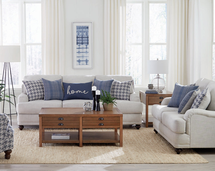 Glenn 2-piece Upholstered Sofa Set Light Grey and Blue