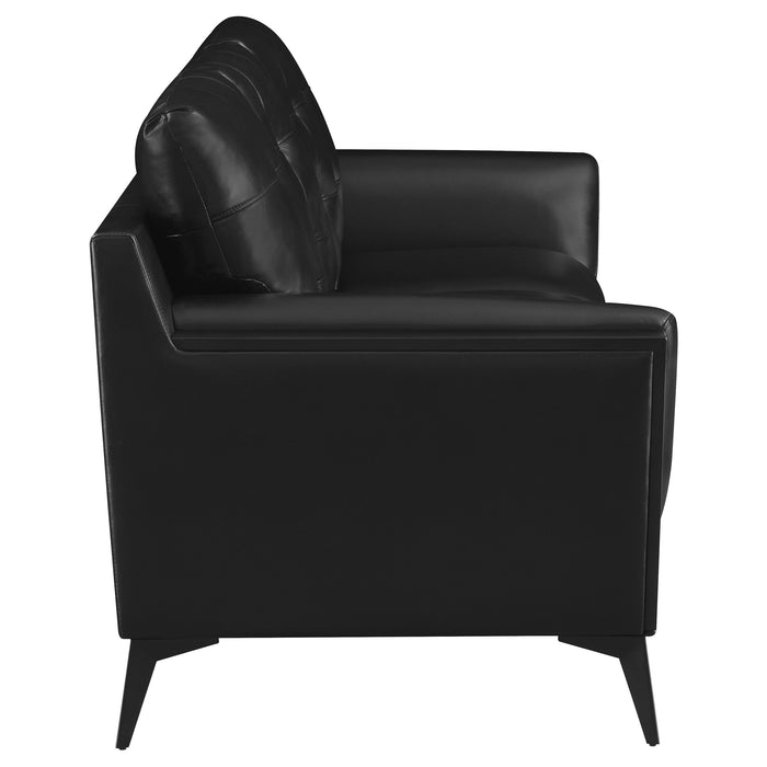 Moira 2-piece Upholstered Wedge Arm Tufted Sofa Set Black