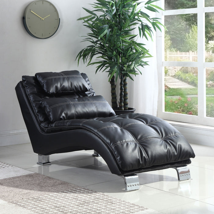 Dilleston Faux Leather Upholstered Tufted Chaise Black