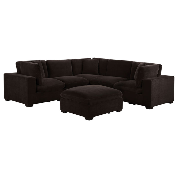 Lakeview 6-piece Upholstered Modular Sectional Chocolate