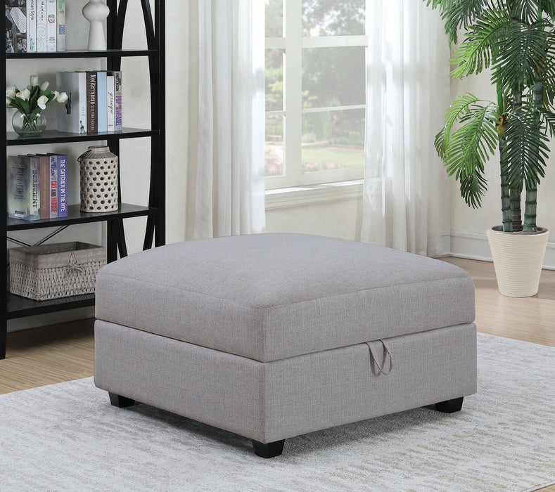 Cambria Square Upholstered Storage Ottoman Grey