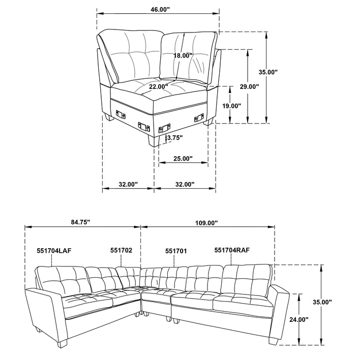 Georgina 4-piece Upholstered Modular Sectional Sofa Beige