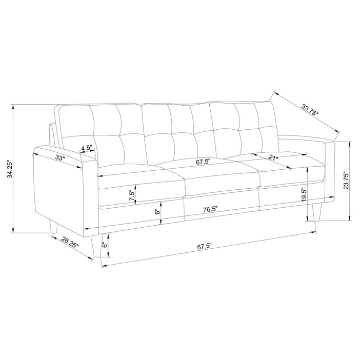 Watsonville 2-piece Upholstered Track Arm Sofa Set Grey