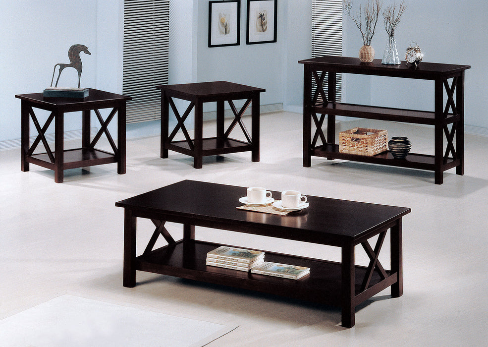 Rachelle 3-piece Rectangular Coffee Table Set Deep Merlot