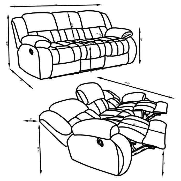 Weissman Upholstered Padded Arm Reclining Sofa Grey