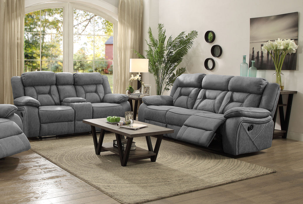 Higgins 2-piece Upholstered Motion Reclining Sofa Set Grey