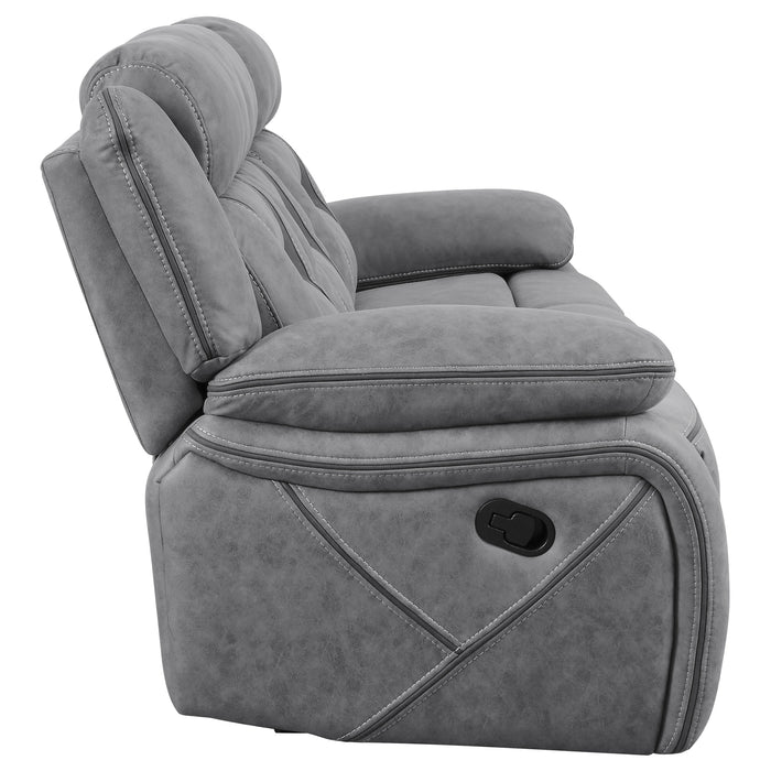 Higgins 2-piece Upholstered Motion Reclining Sofa Set Grey
