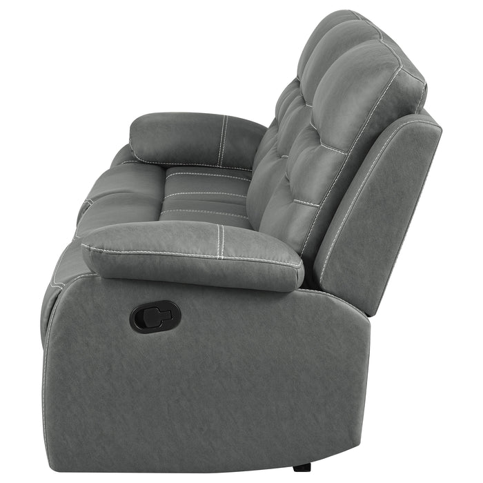 Nova Upholstered Padded Arm Reclining Sofa Dark Grey