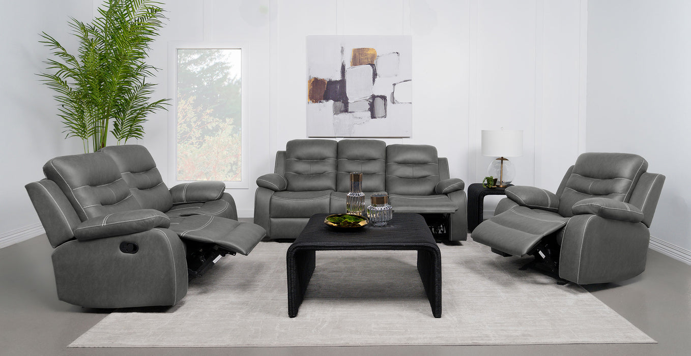 Nova Upholstered Padded Arm Reclining Sofa Dark Grey