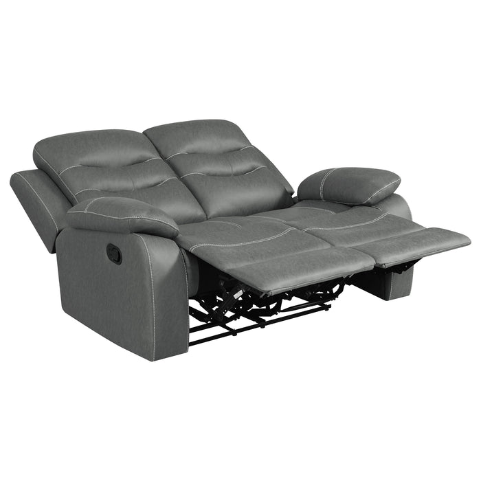 Nova 2-piece Upholstered Padded Arm Sofa Set Dark Grey