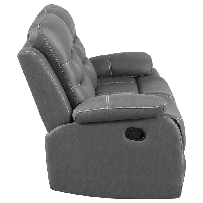 Nova 2-piece Upholstered Padded Arm Sofa Set Dark Grey