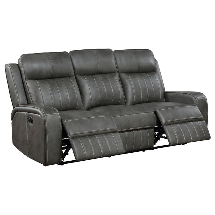 Raelynn 2-piece Upholstered Reclining Sofa Set Grey