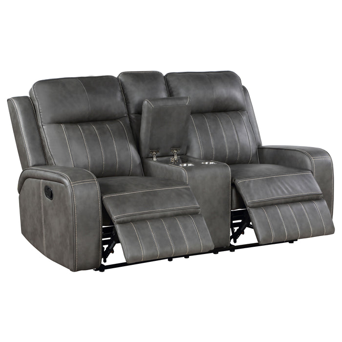 Raelynn 3-piece Upholstered Reclining Sofa Set Grey