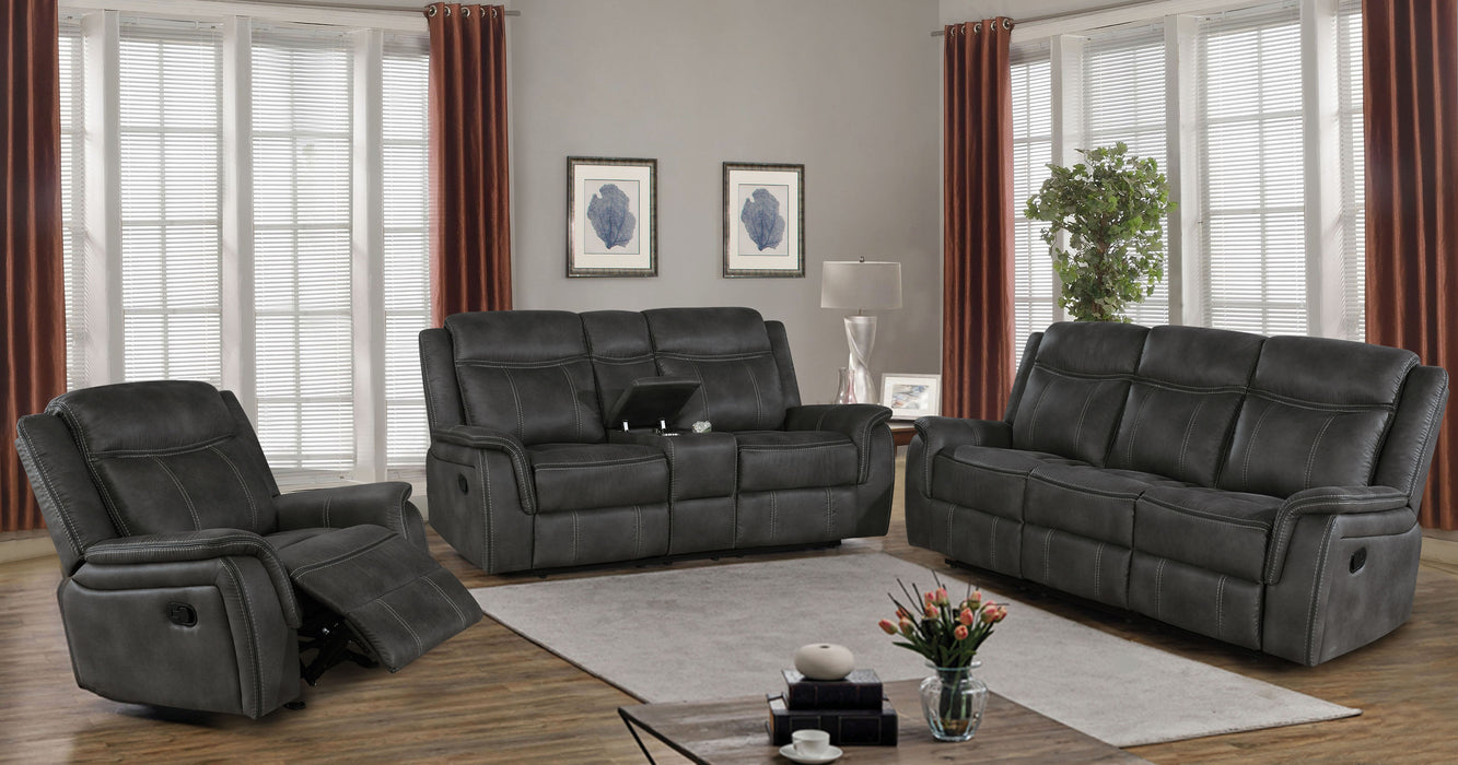 Lawrence Upholstered Padded Arm Reclining Sofa Charcoal