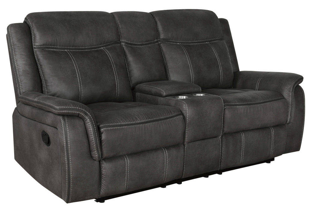 Lawrence 2-piece Upholstered Reclining Sofa Set Charcoal