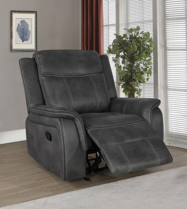Lawrence 3-piece Upholstered Reclining Sofa Set Charcoal