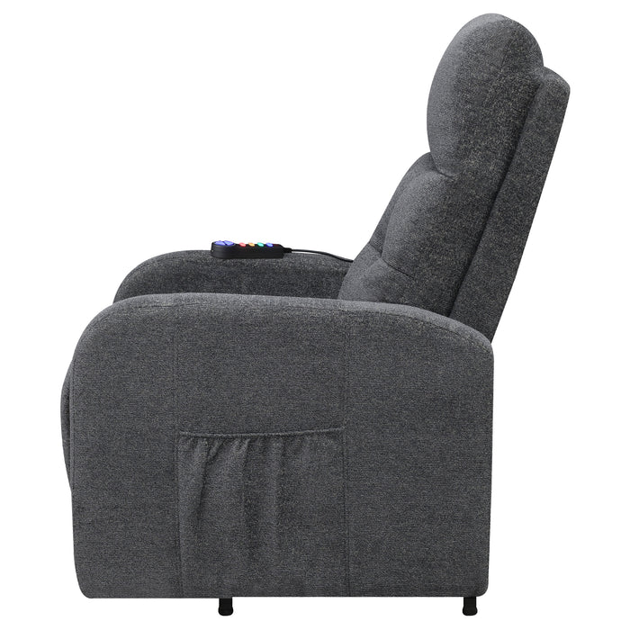 Howie Upholstered Power Lift Massage Chair Charcoal
