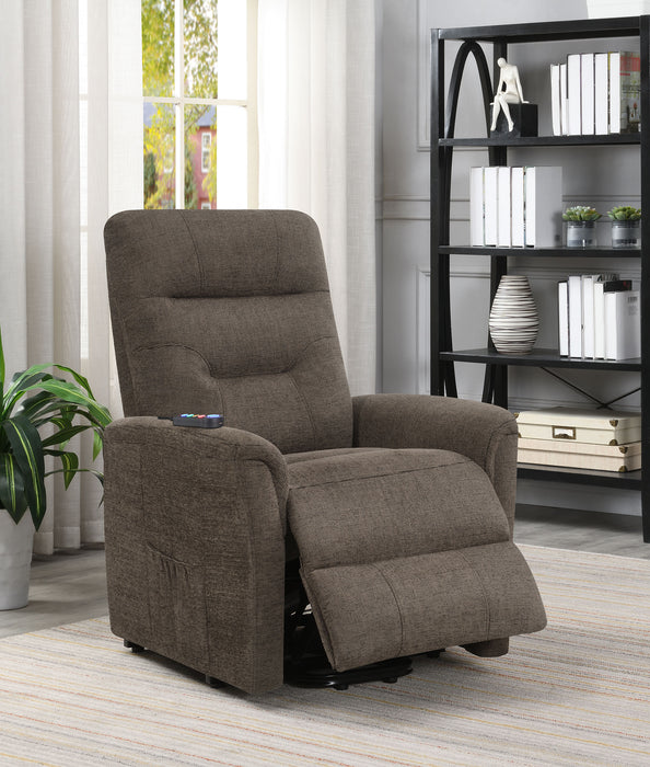 Henrietta Upholstered Power Lift Massage Chair Brown