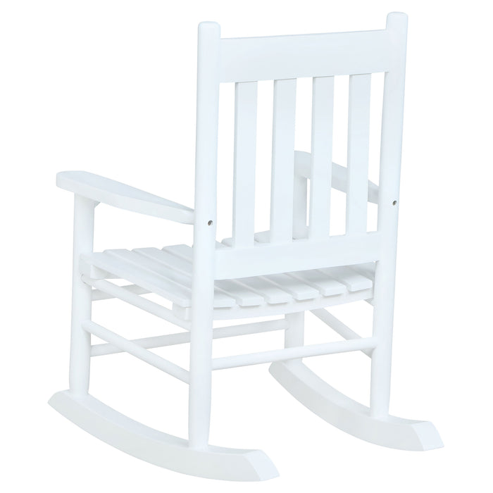 Annie Slat Back Solid Wood Kids Rocking Chair White