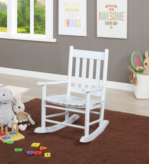 Annie Slat Back Solid Wood Kids Rocking Chair White