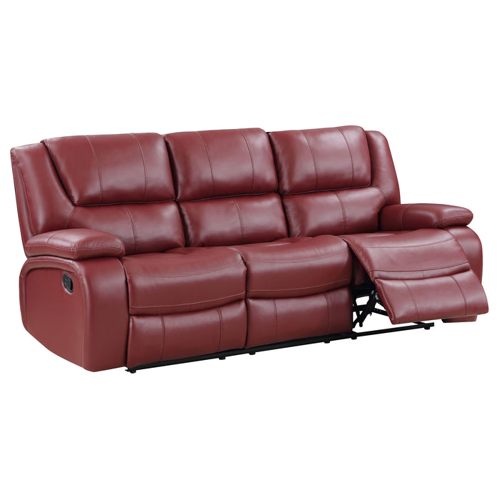 Camila 2-piece Upholstered Reclining Sofa Set Red