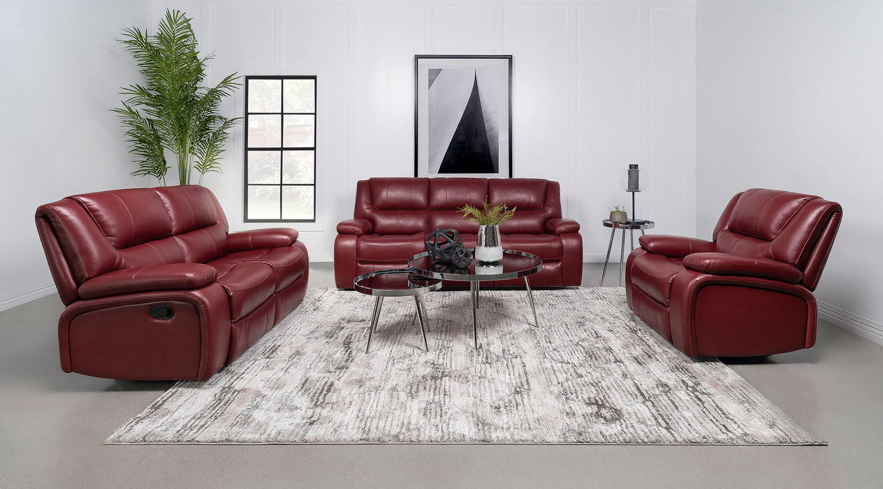 Camila Upholstered Motion Reclining Loveseat Red