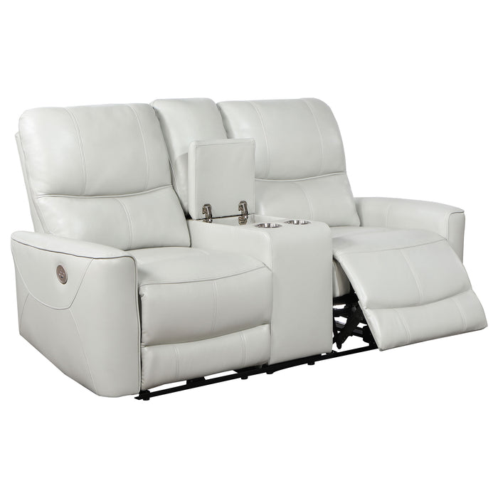 Greenfield Upholstered Power Reclining Loveseat Ivory
