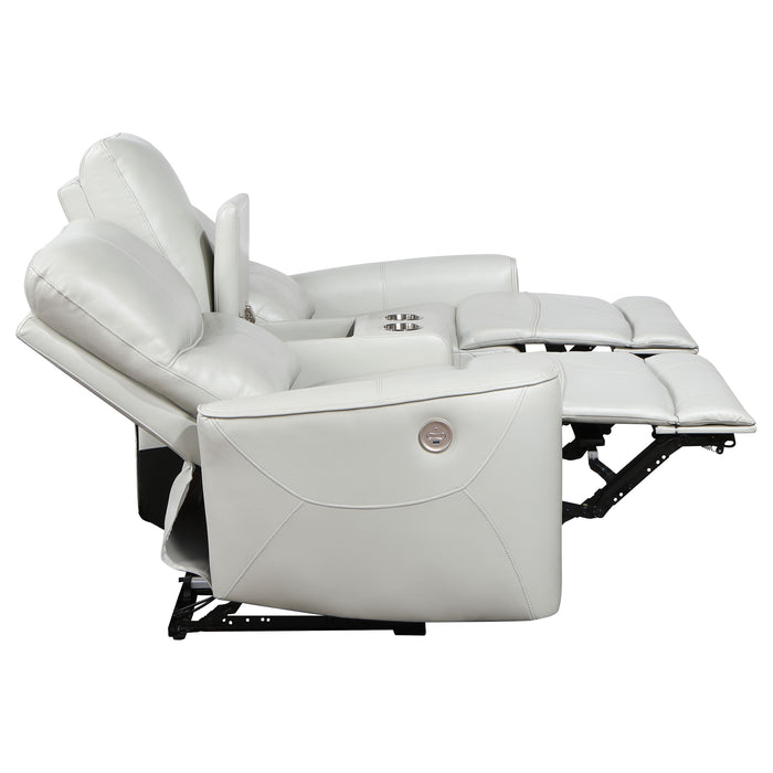 Greenfield Upholstered Power Reclining Loveseat Ivory