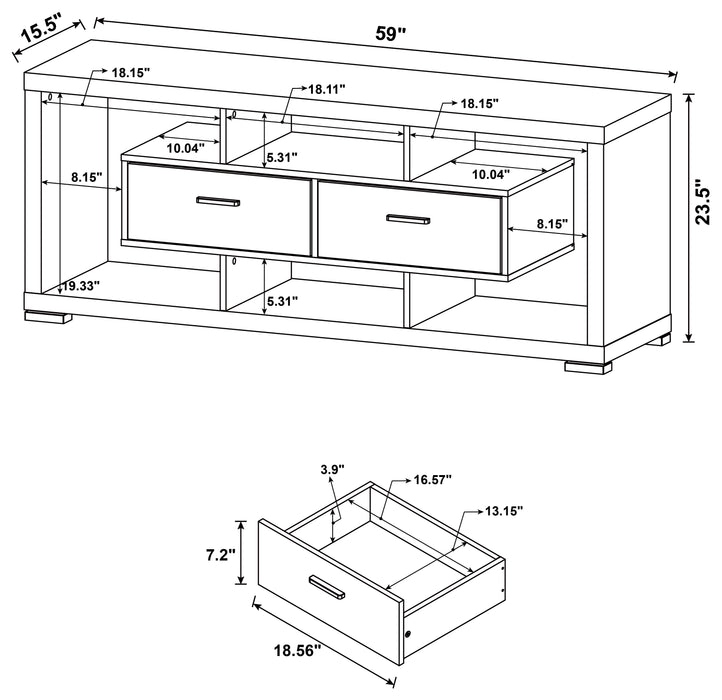 Darien 2-drawer Engineered Wood 59" TV Stand White