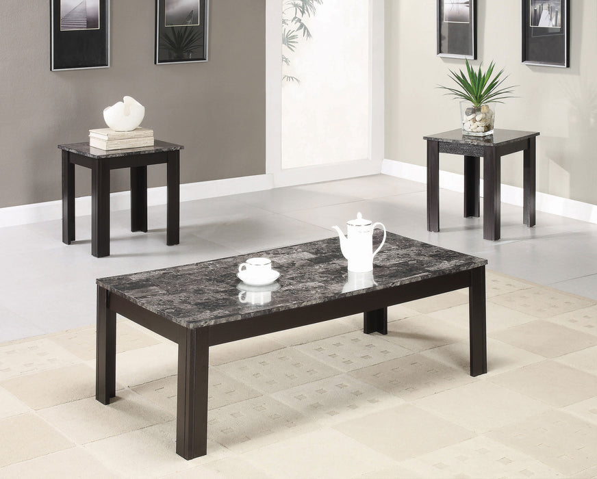 Rhodes 3-piece Faux Marble Top Coffee Table Set Grey